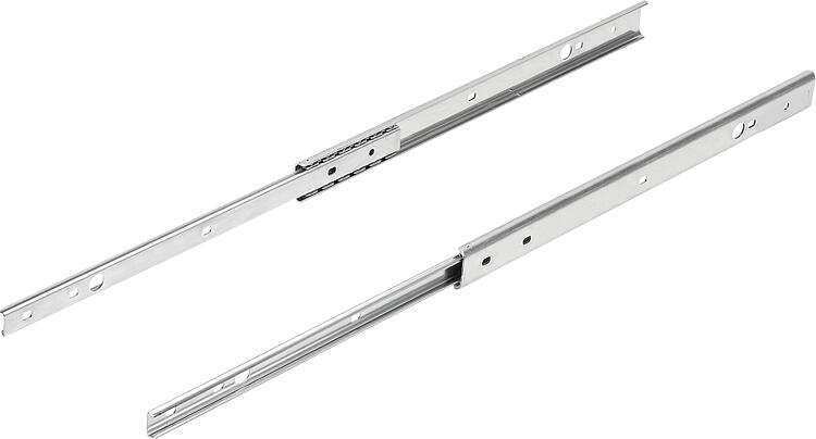 Telescopic slides, steel, side mounting, partial extension, load capacity up to 20 kg